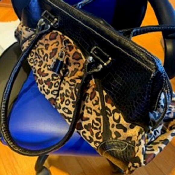 Travelon Manhattan Carpet Tote Bag Crocodile Faux Leather Leopard Animal Print - Picture 2 of 7